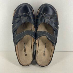 Romika Clogs Black Leather Slip On Sandals Women’s Size 38 or US 7-7.5